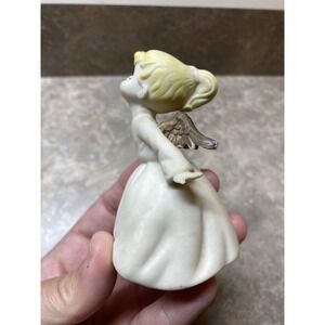 Kissing Angel Figurine Blond Hair Marked Velma Bow In Hair Wings